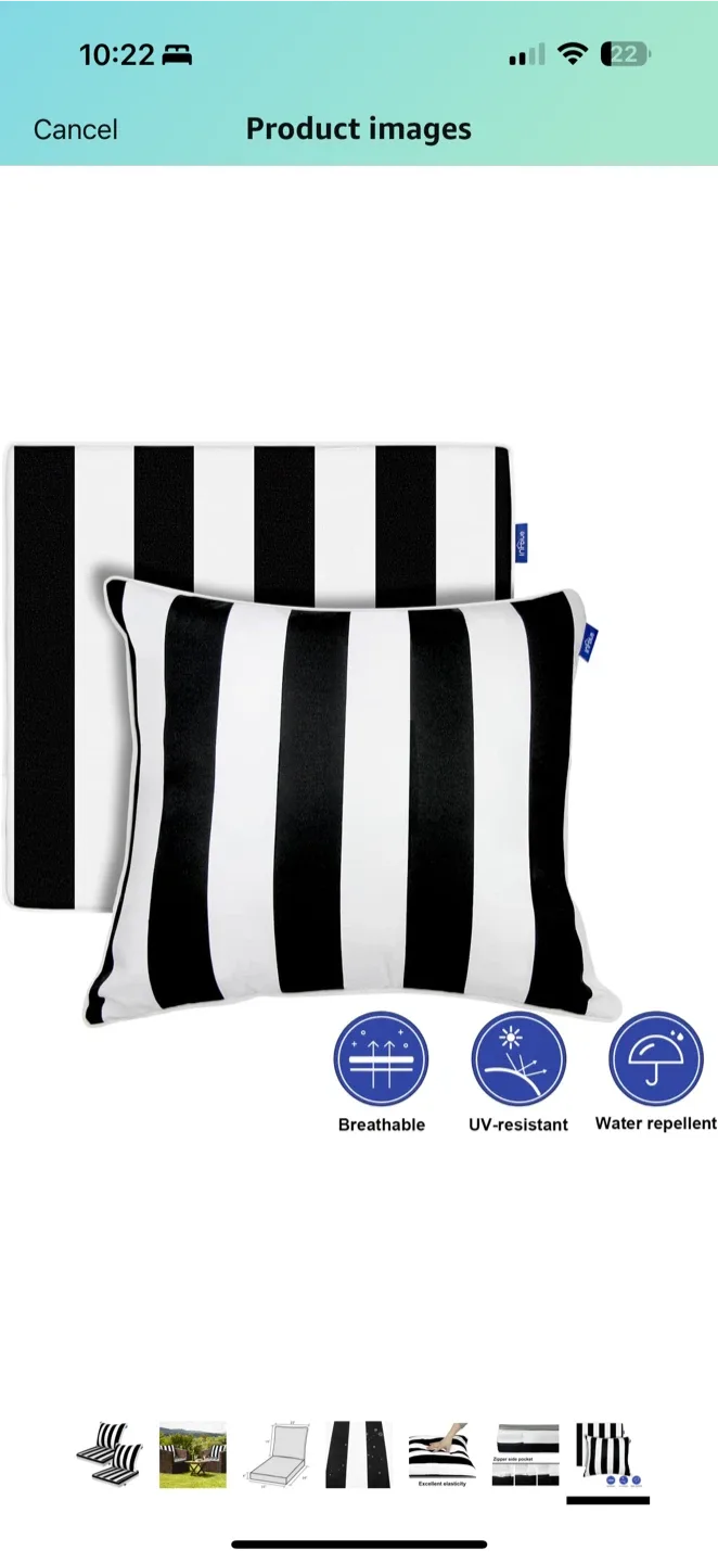 Patio Chair Cushion Set – Black & White Stripe image indicator(6)