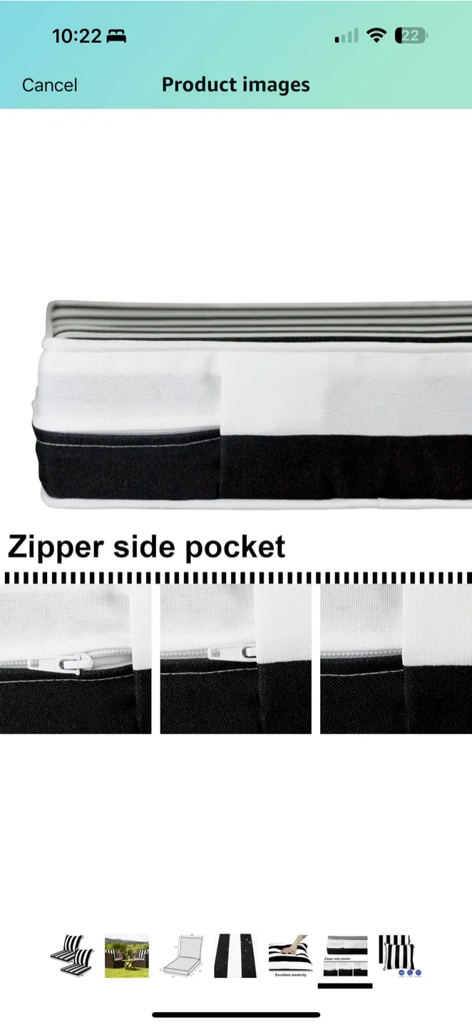 Patio Chair Cushion Set – Black & White Stripe image indicator(5)