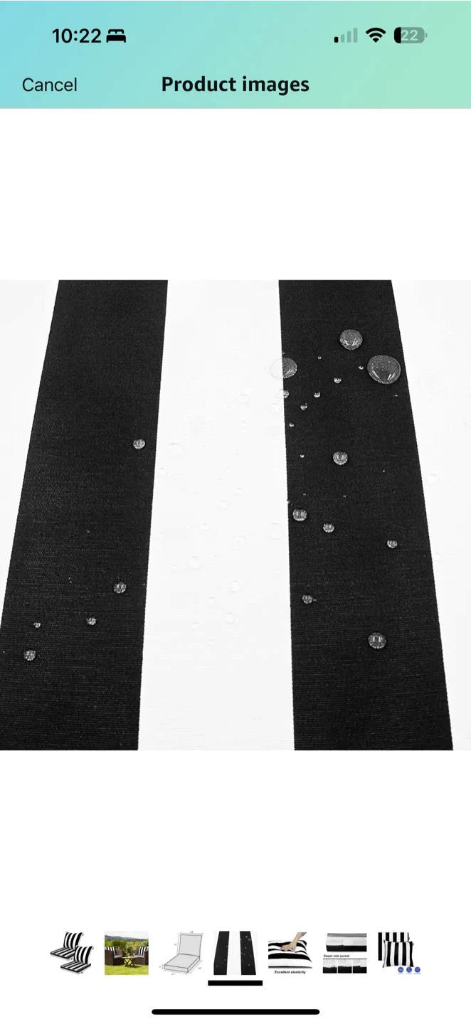 Patio Chair Cushion Set – Black & White Stripe image indicator(4)
