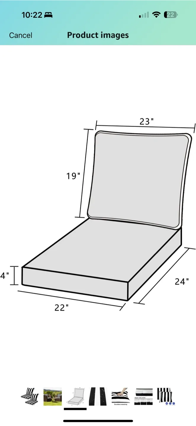 Patio Chair Cushion Set – Black & White Stripe image indicator(3)