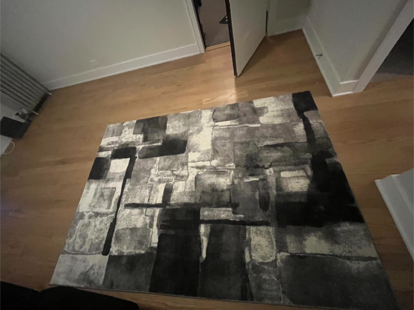 Area Rug - Black, Gray, and White