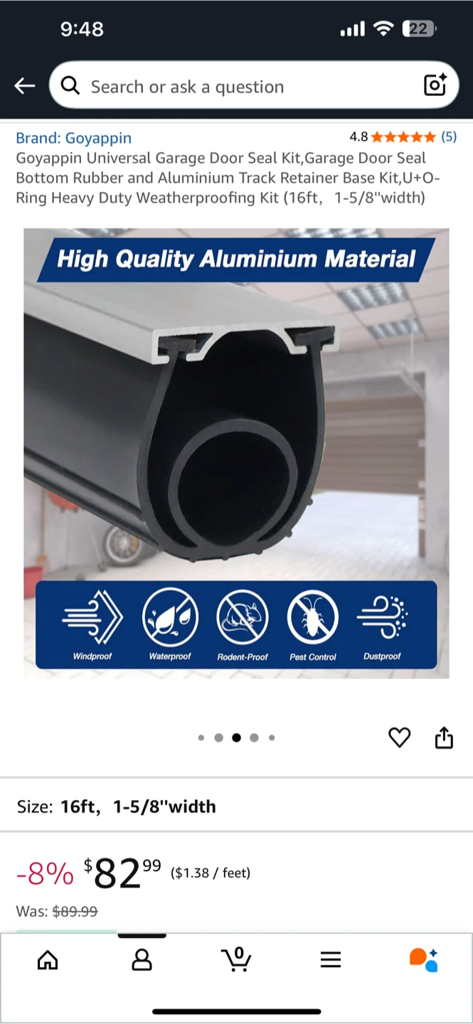 Goyappin Universal Garage Door Seal Kit (16ft) - photo 2