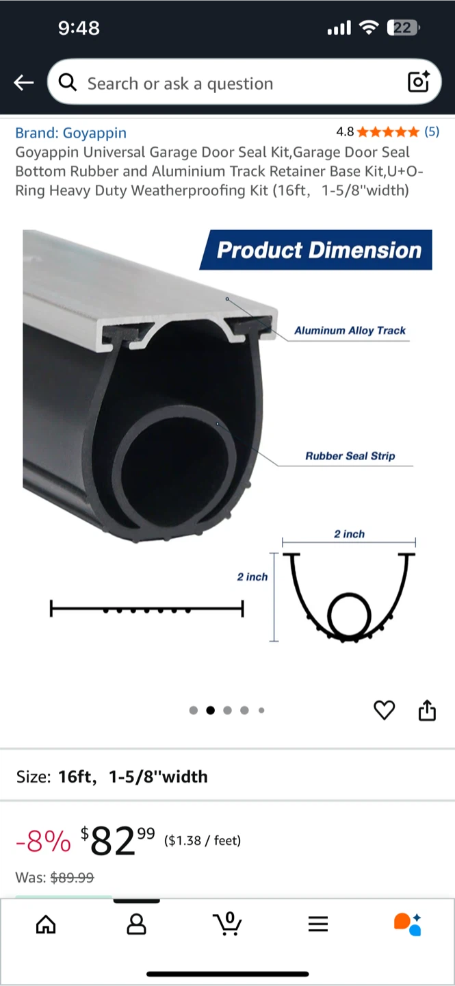 Goyappin Universal Garage Door Seal Kit (16ft) - photo 4