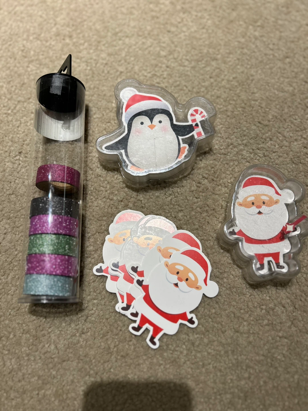 Christmas Glitter Washi Tape & Santa/Penguin Stickers