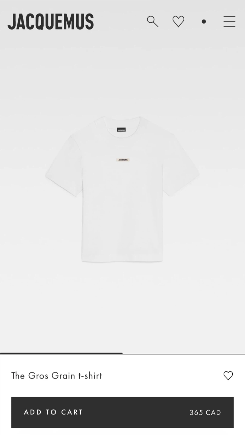 New Jacquemus White Gros Grain T-shirt