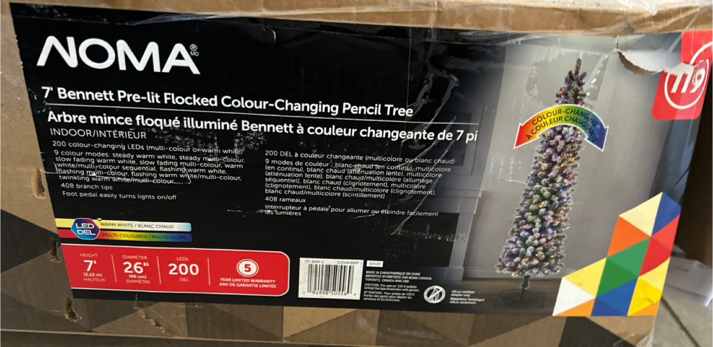 NOMA 7' Bennett Pre-lit Flocked Pencil Tree