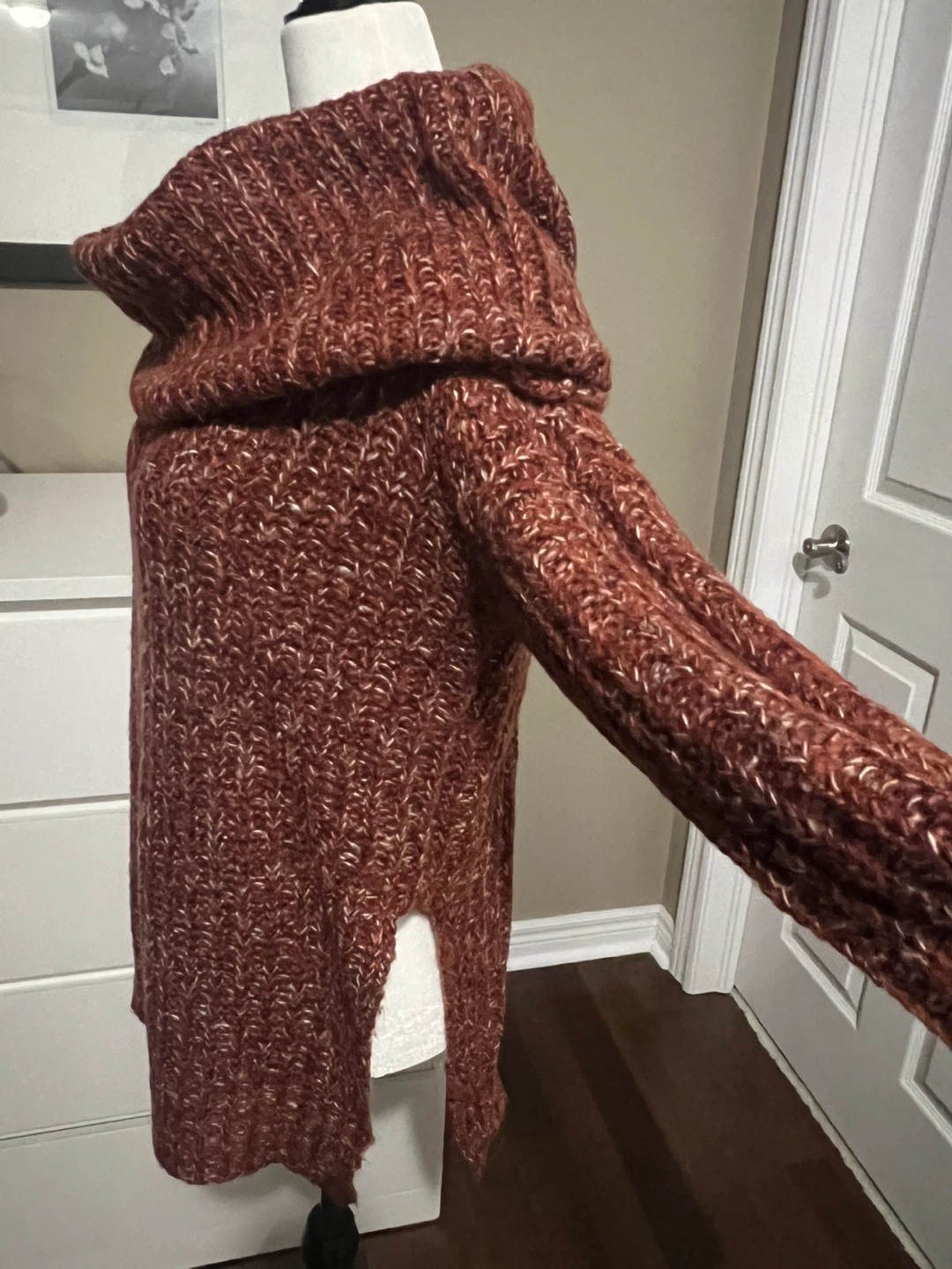 Rust-coloured Knit Tunic Sweater - photo 2