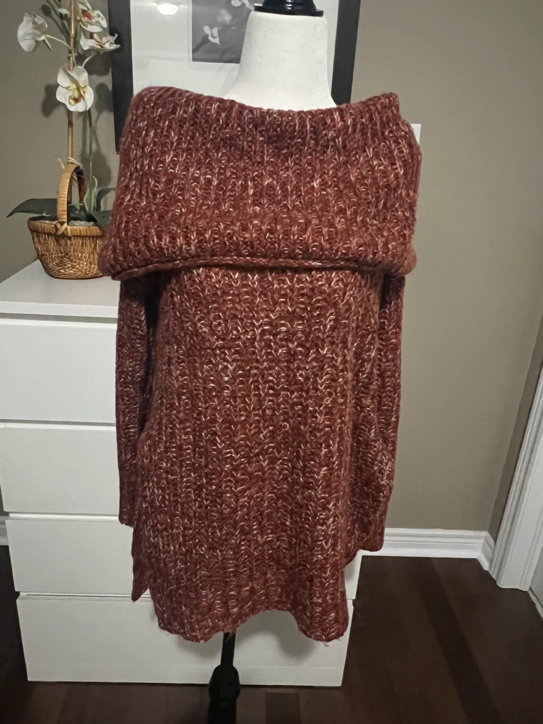 Rust-coloured Knit Tunic Sweater - photo 5