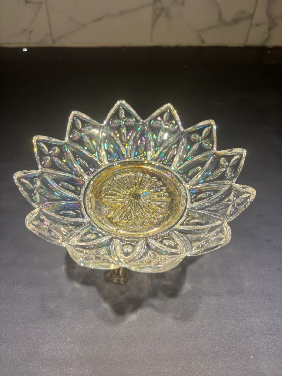 Vintage Iridescent Glass Candy Dish