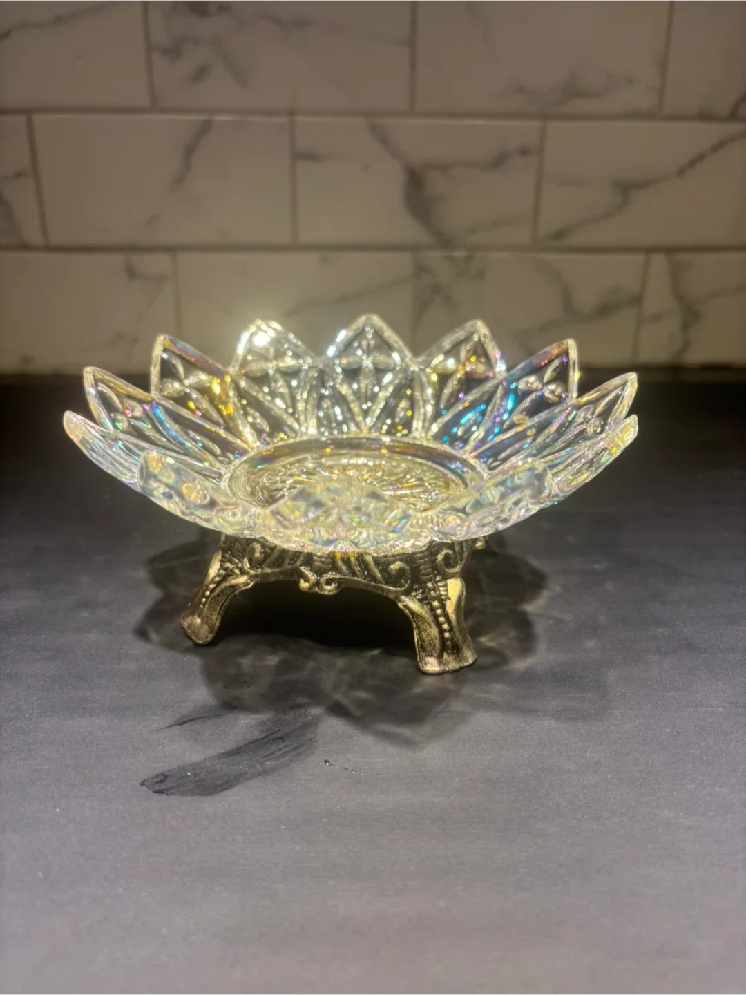 Vintage Iridescent Glass Candy Dish image indicator(2)