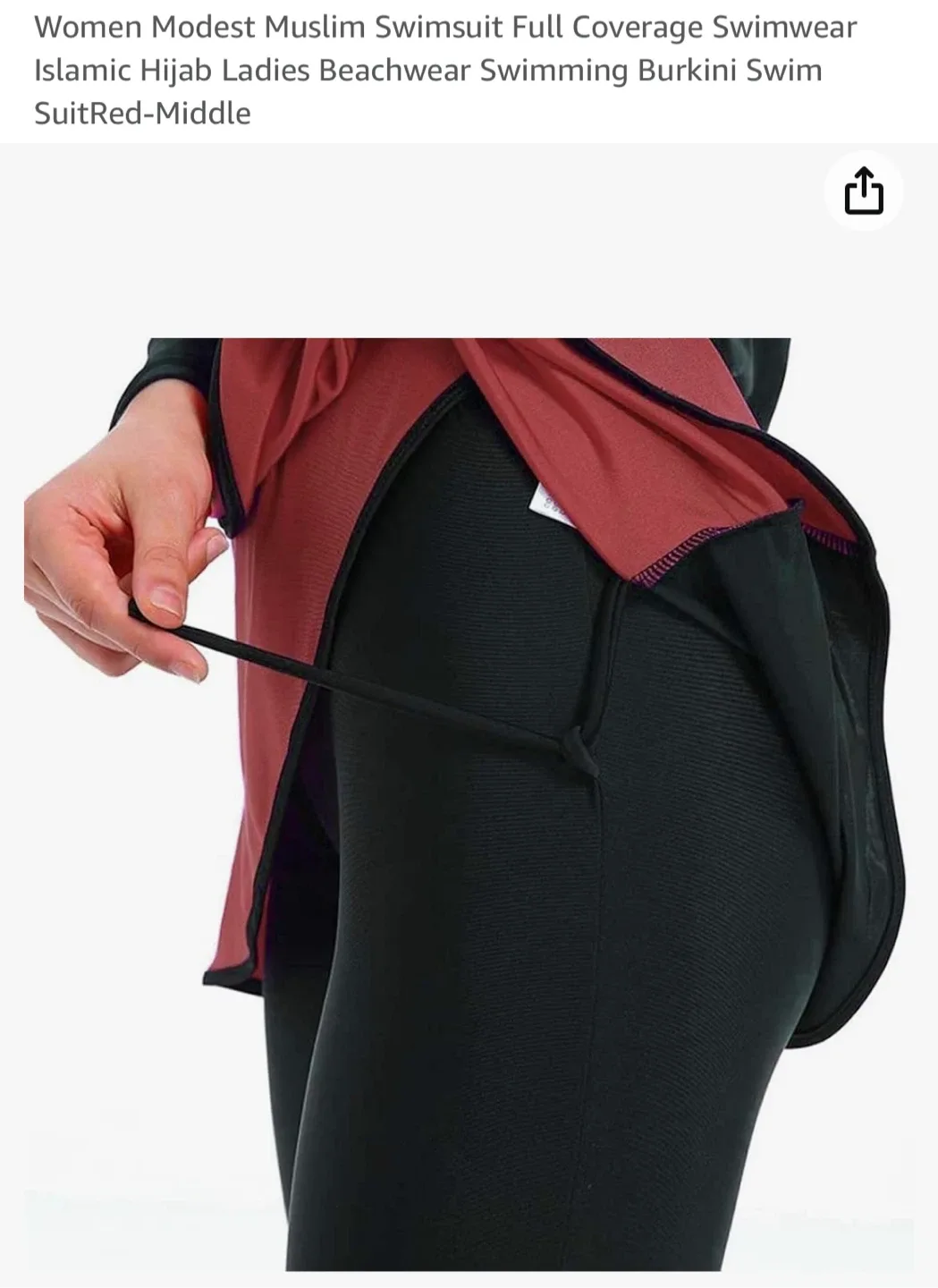 Women's Modest Swimsuit Burkini - Red/Black image indicator(2)