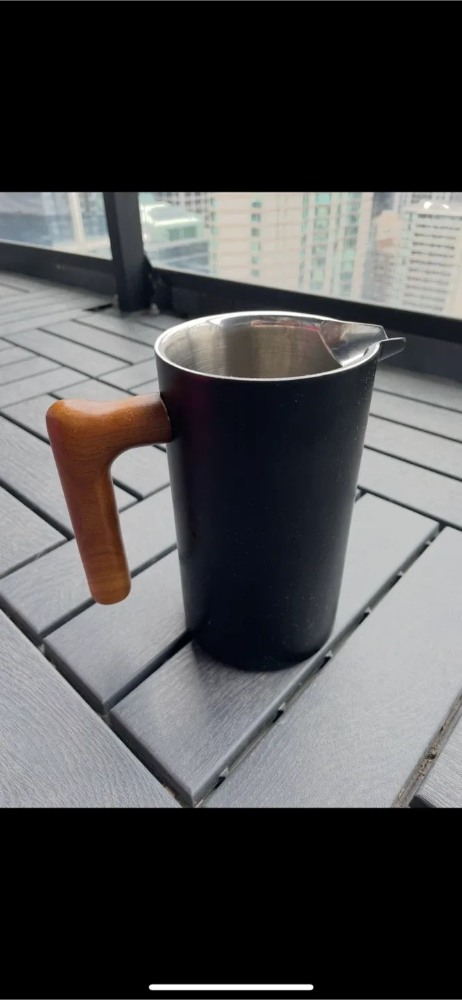 Stainless Steel Milk Jug with Wooden Handle