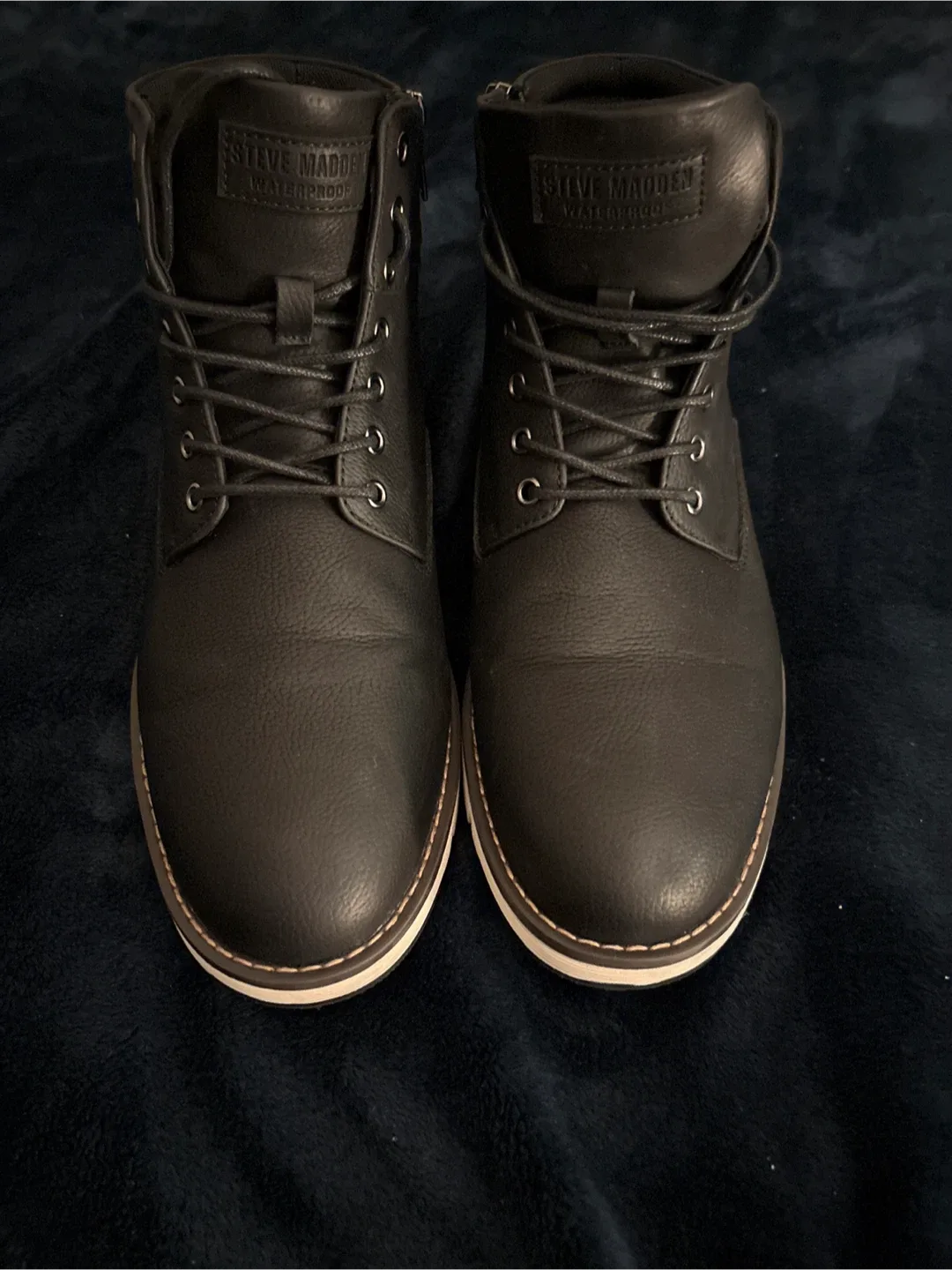Steve Madden Men's Black Leather Boots Size 10 thumbnail