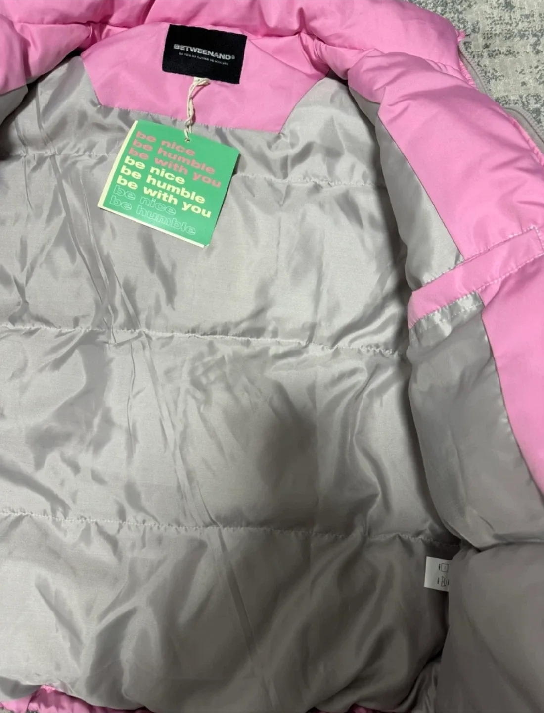 BETWEENAND Puffer Jacket - Pink & Silver, Size M image indicator(4)