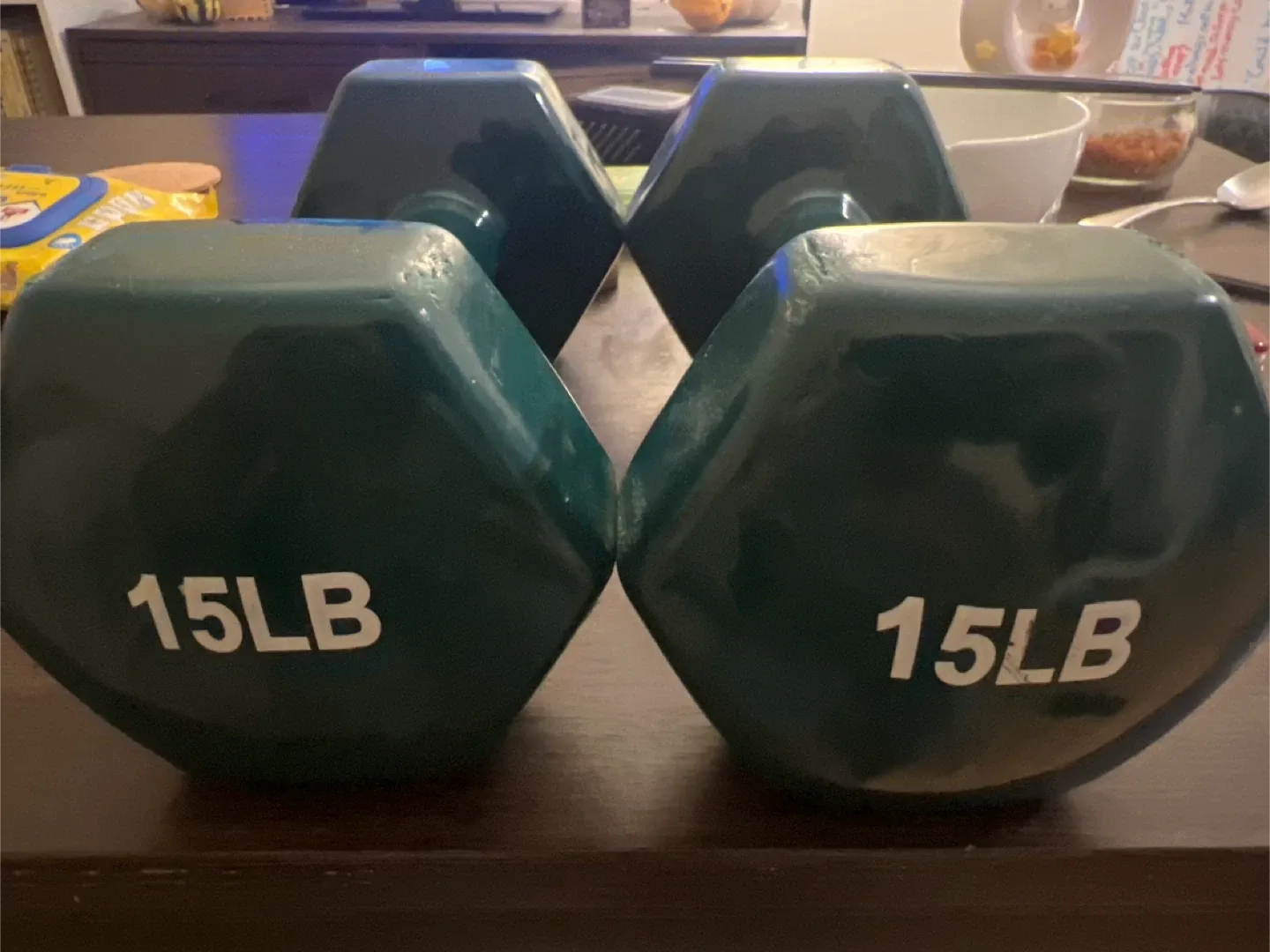 Pair of 15 LB Dumbbells - Green image indicator(2)