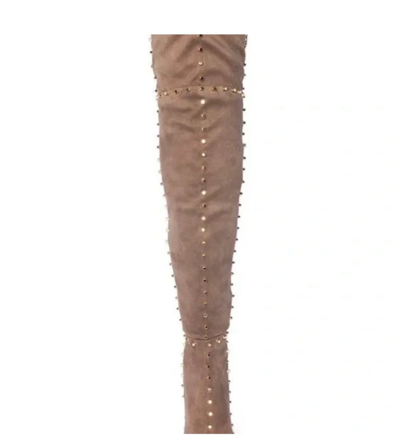 Venus NEW Faux Suede Gold Studded Over The Knee Boots - photo 3
