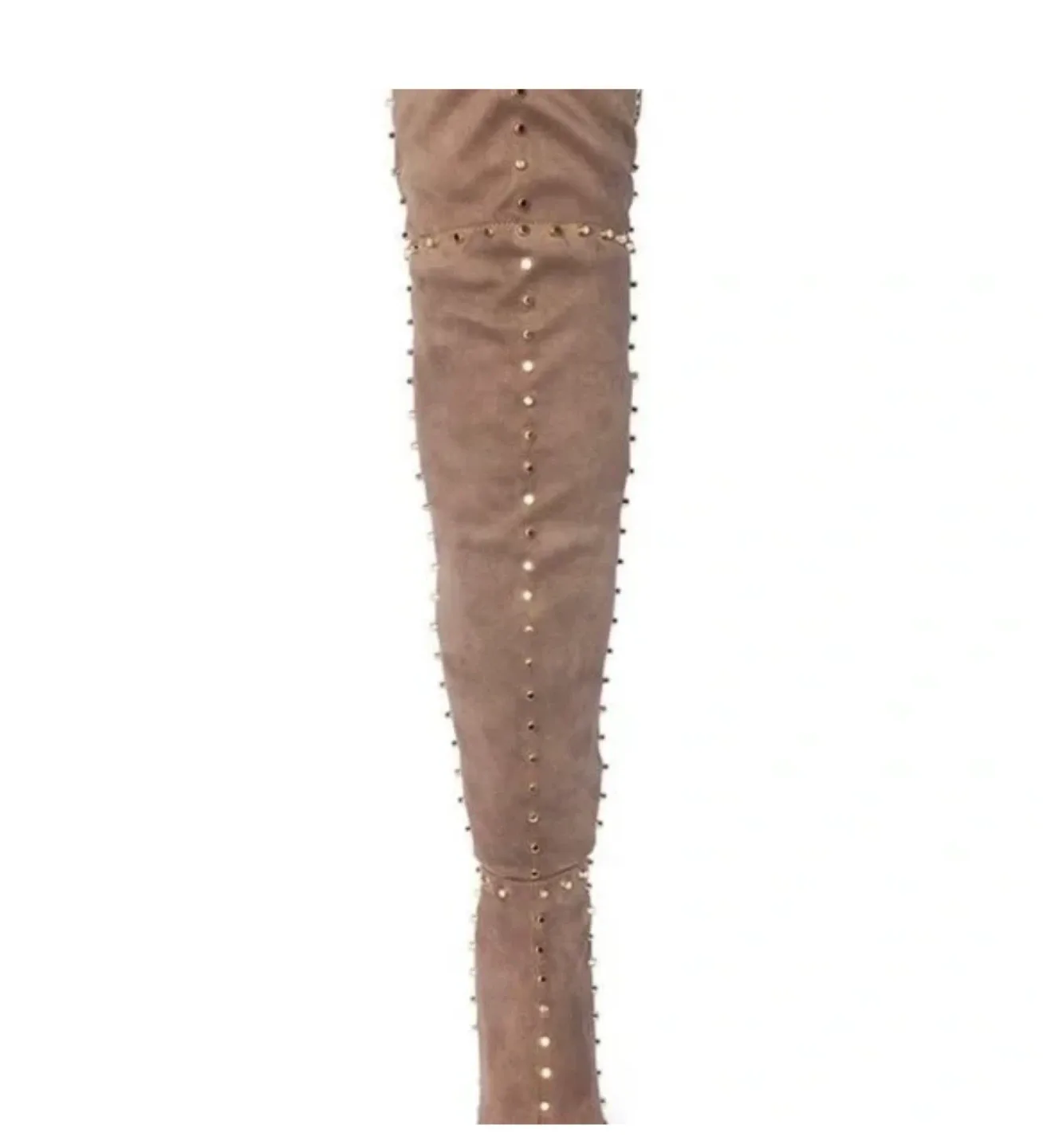Venus NEW Faux Suede Gold Studded Over The Knee Boots image indicator(3)