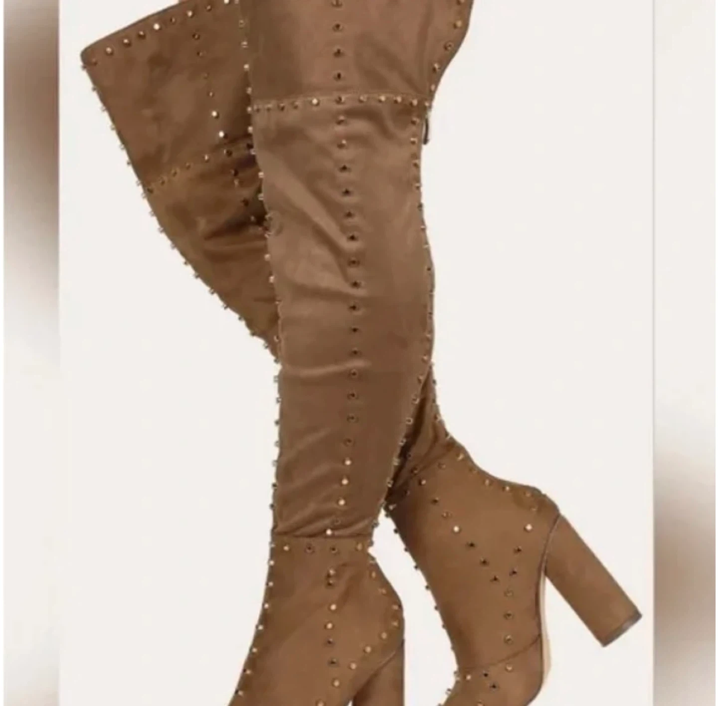 Venus NEW Faux Suede Gold Studded Over The Knee Boots