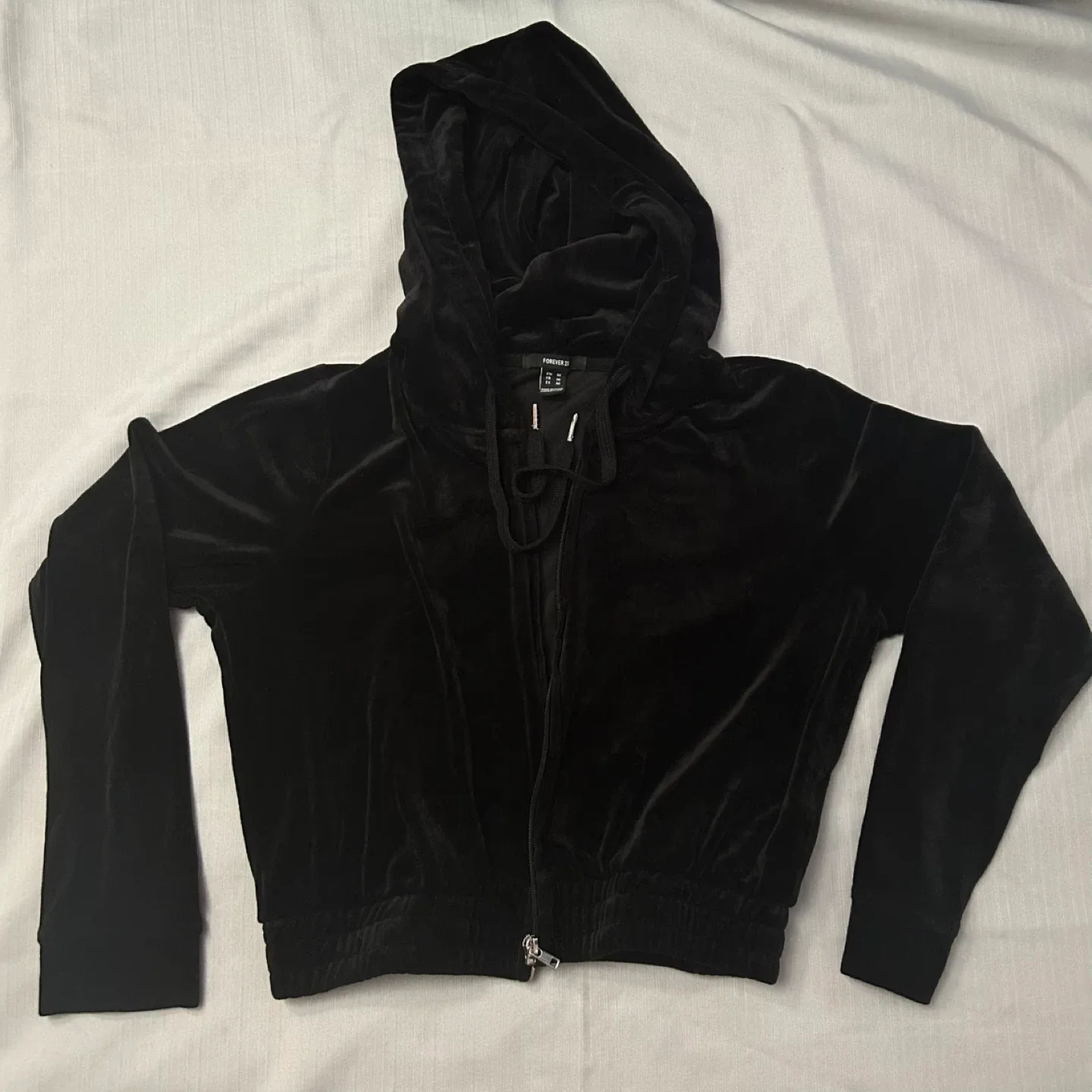 Forever 21 Black Velvet Hoodie thumbnail