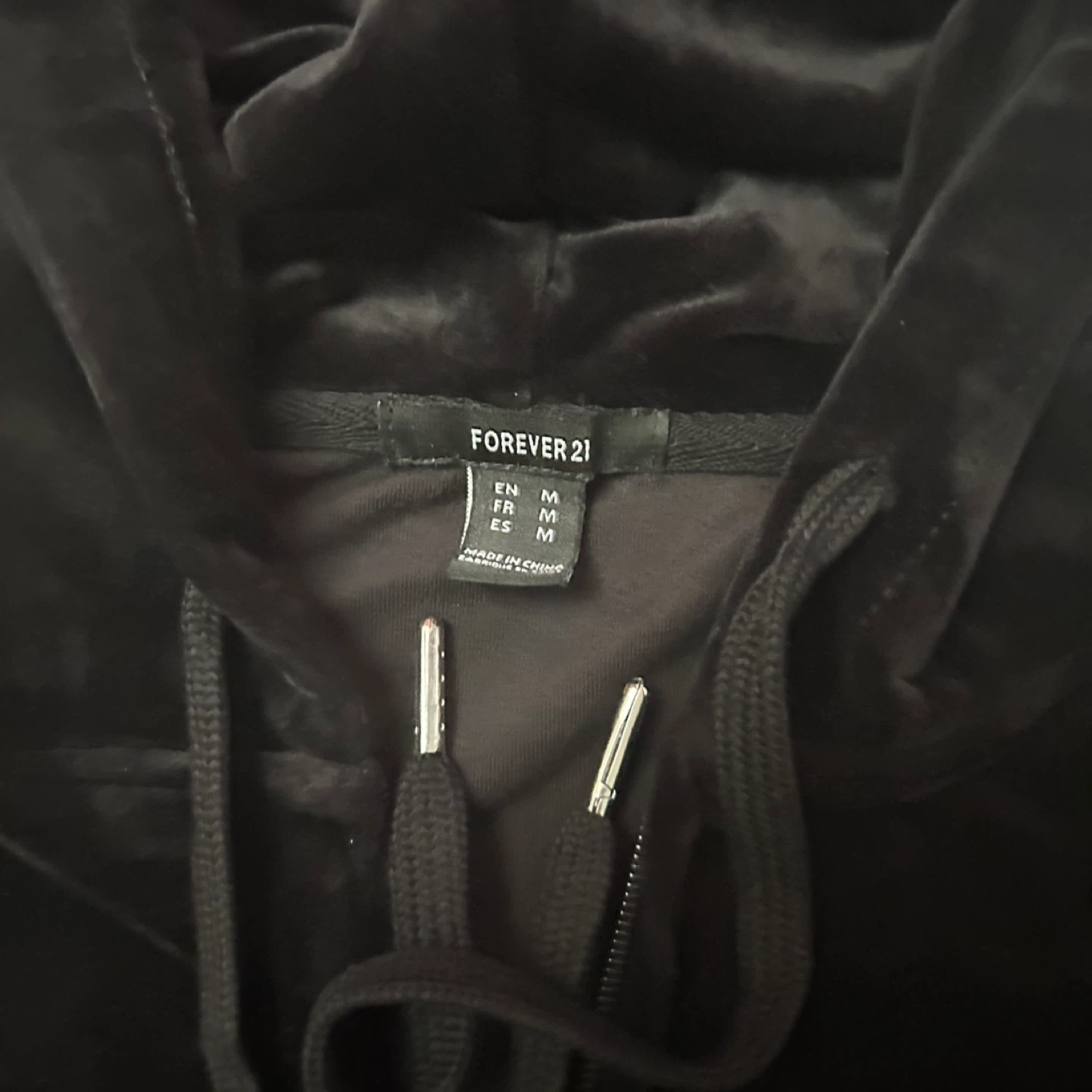 Forever 21 Black Velvet Hoodie - photo 2