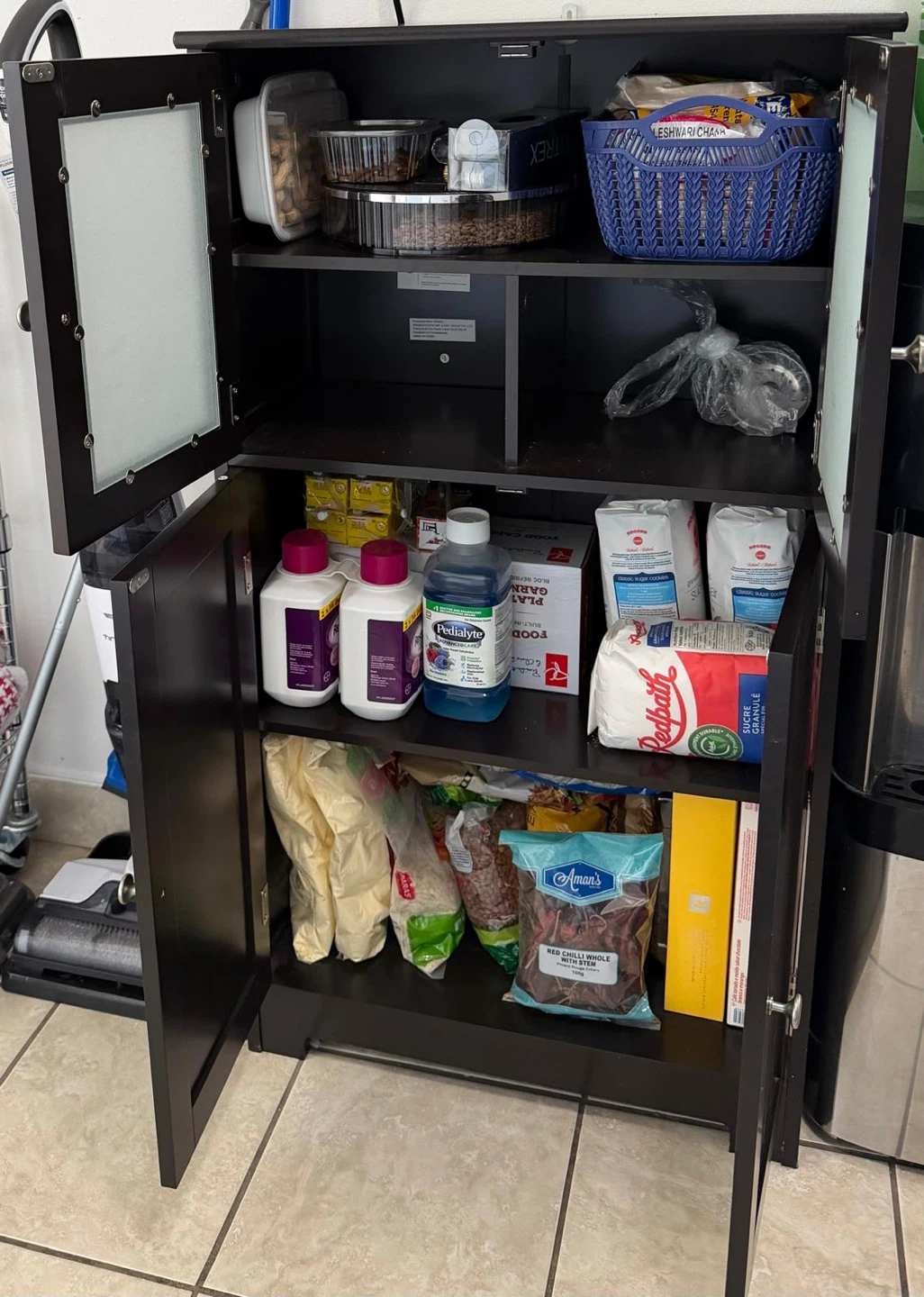 Dark Brown Cabinet with Glass Doors - photo 2