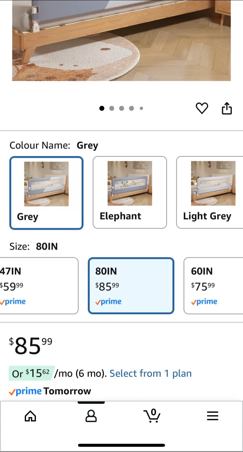 Foldable Baby Bed Rail - Grey, 80IN image indicator(2)