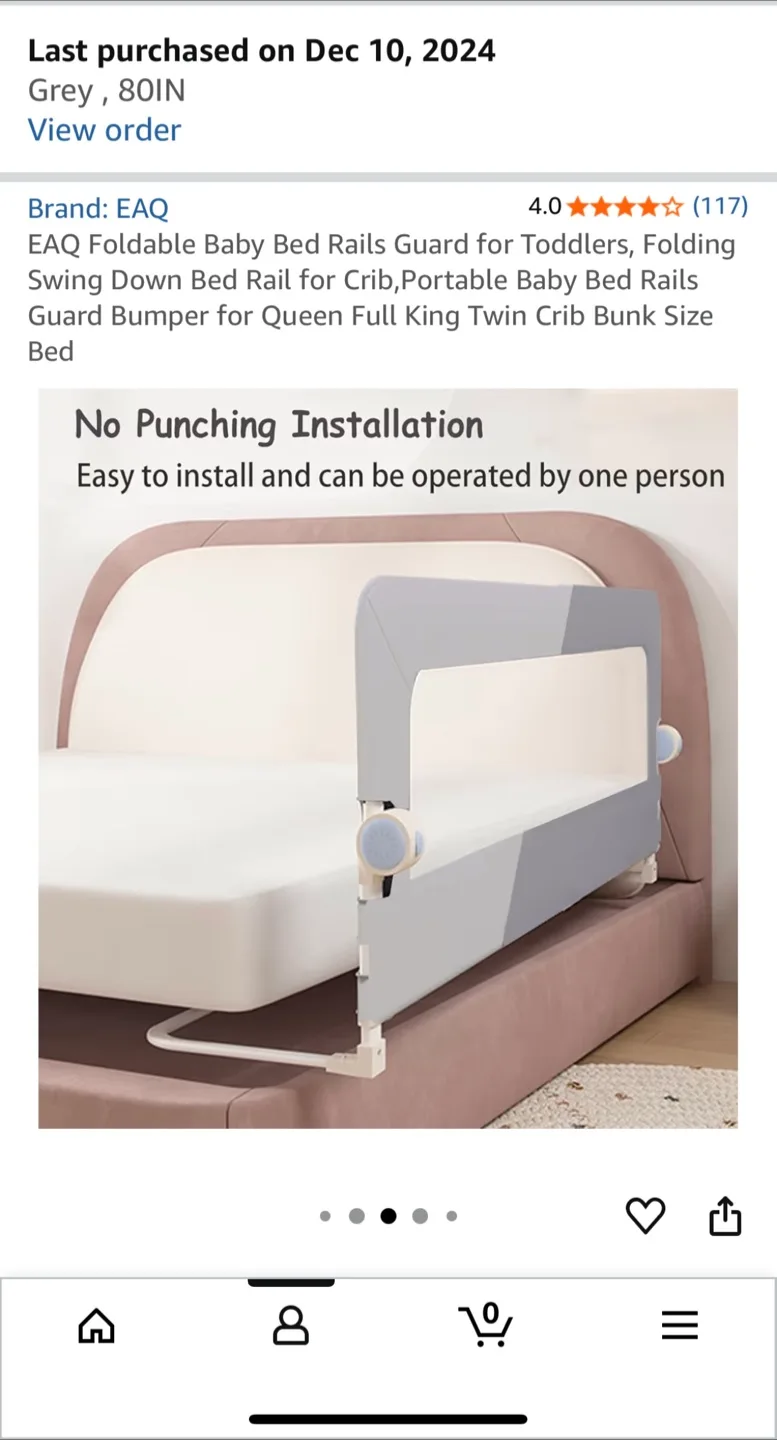 Foldable Baby Bed Rail - Grey, 80IN image indicator(4)