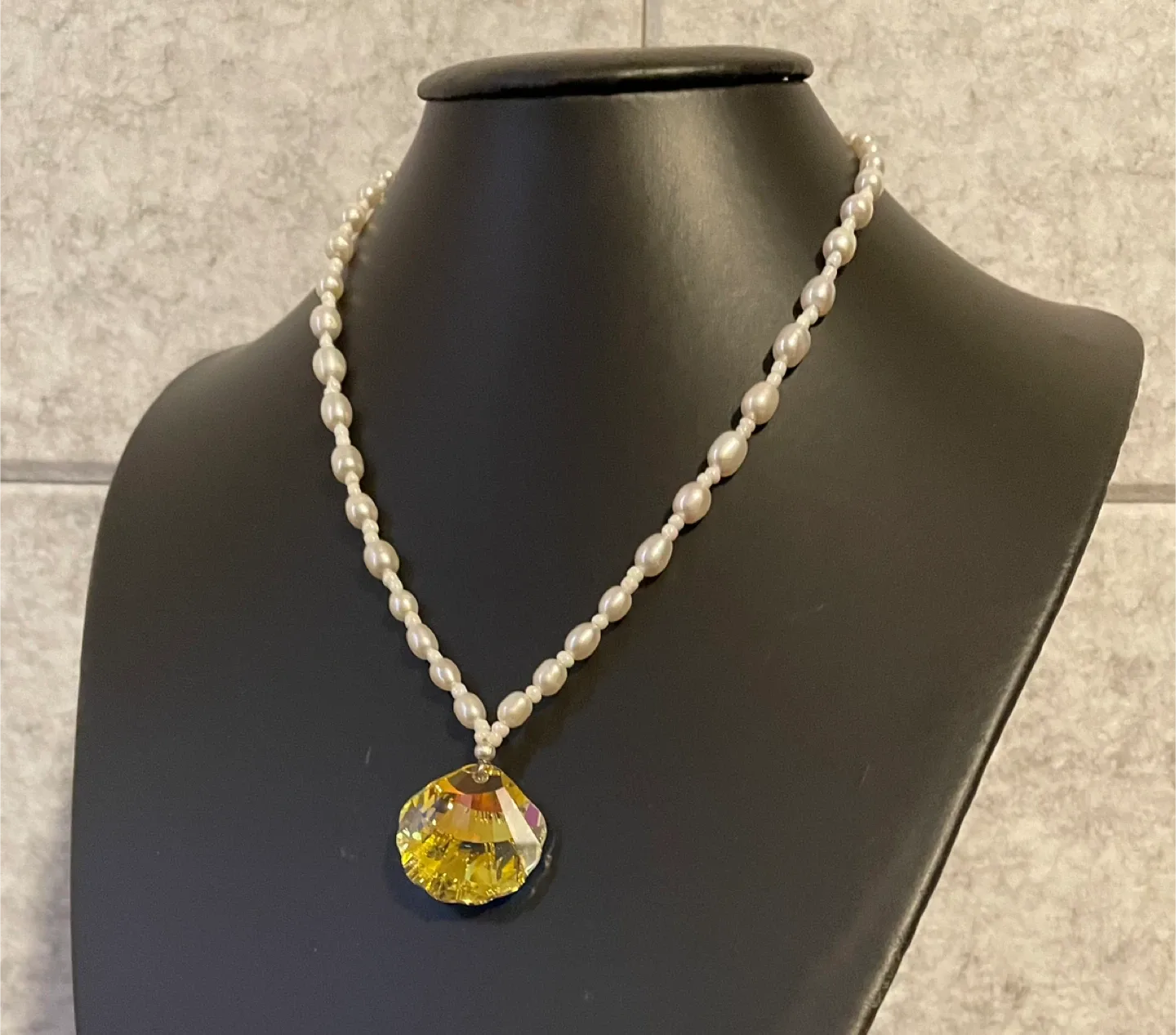 Swarovski crystal and fresh water pearl necklace thumbnail