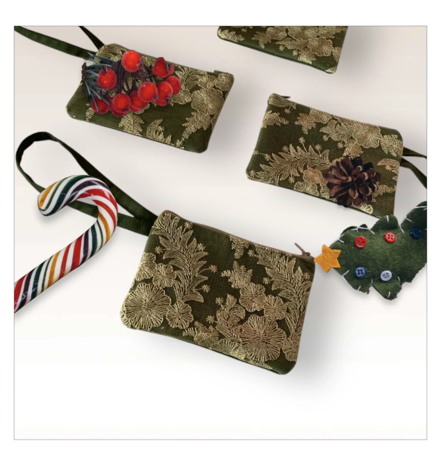 Olive Green Floral Handbag image indicator(3)