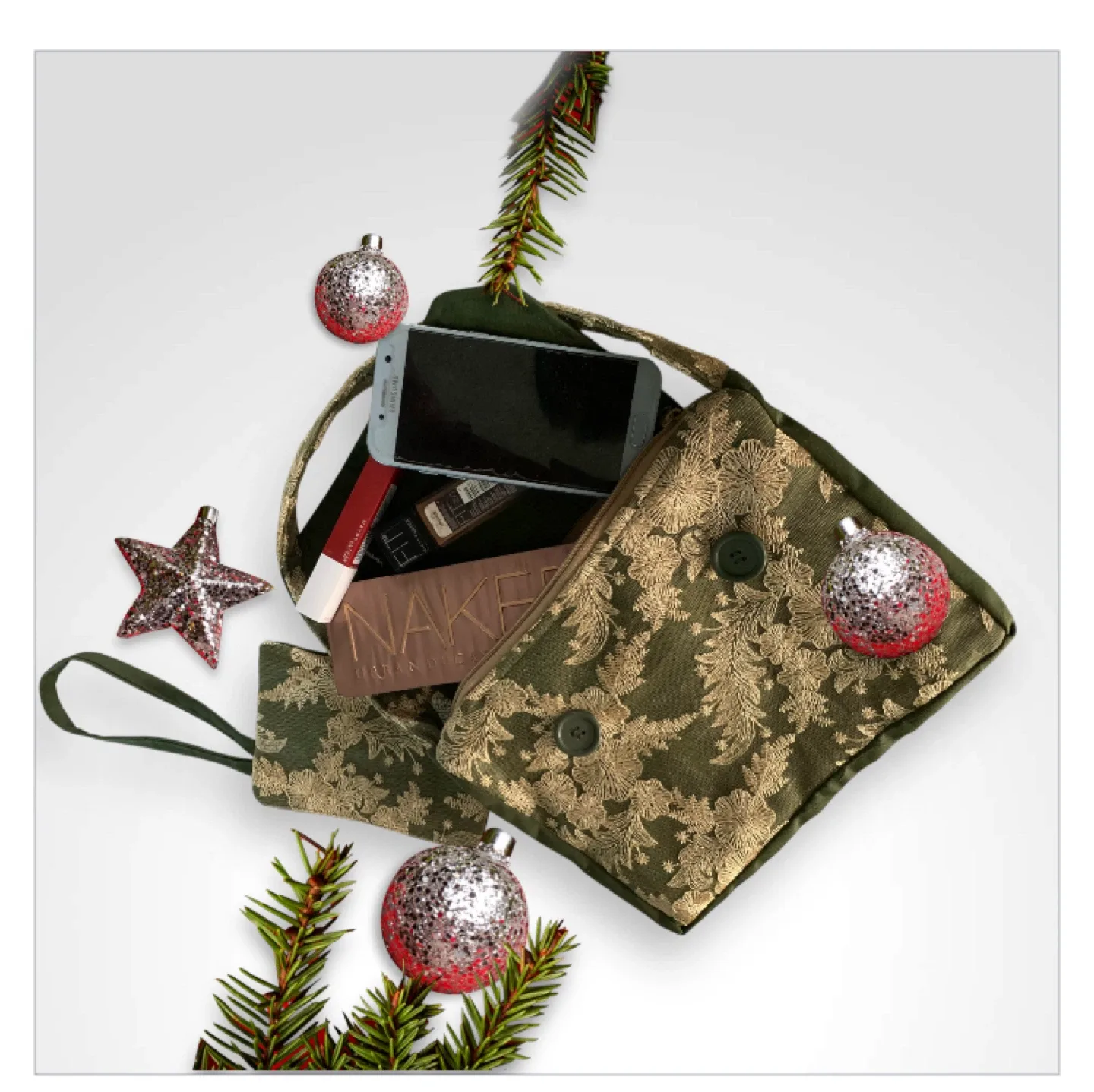 Olive Green Floral Handbag image indicator(2)