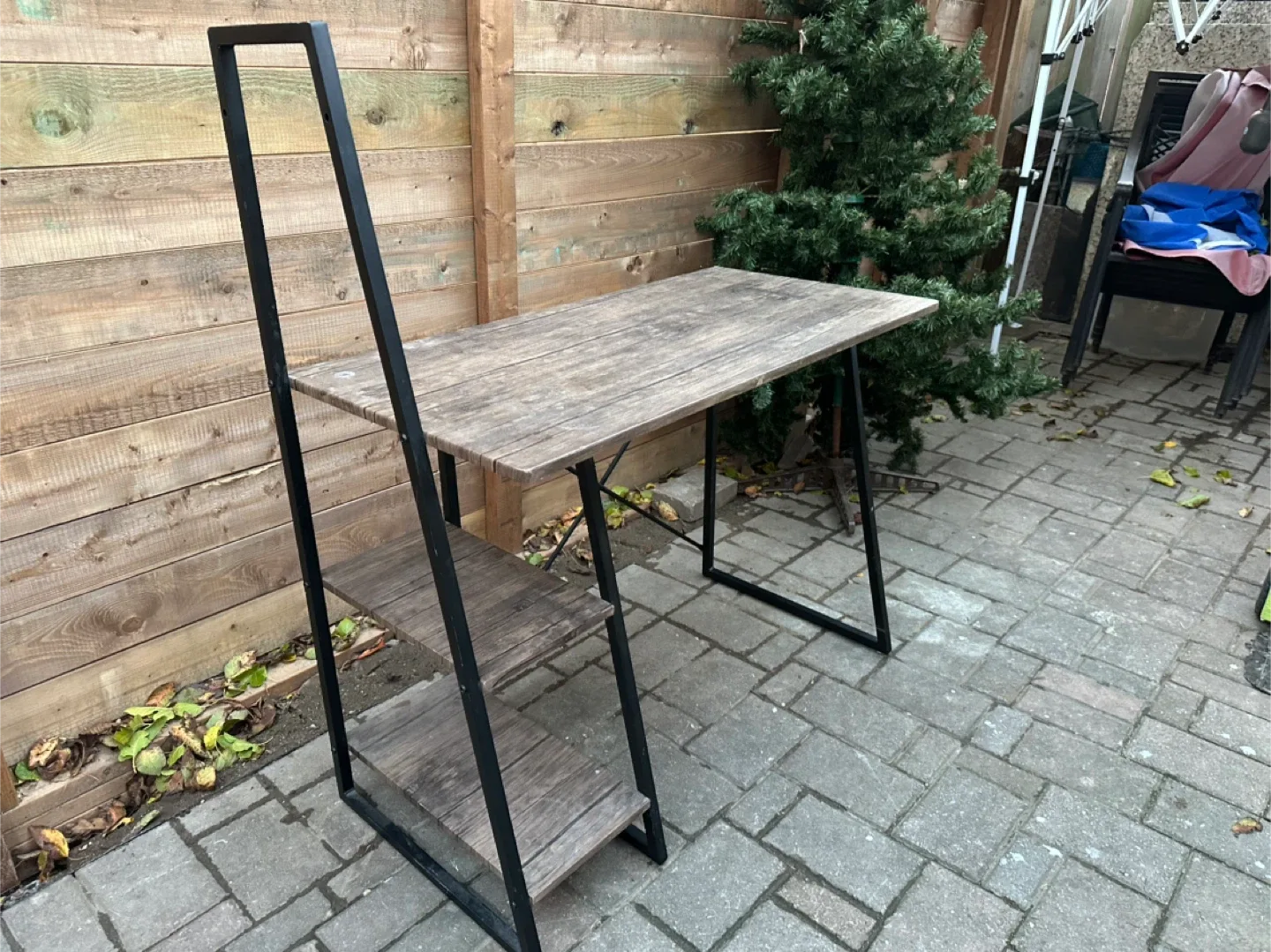 Wood & Metal Desk with Shelves