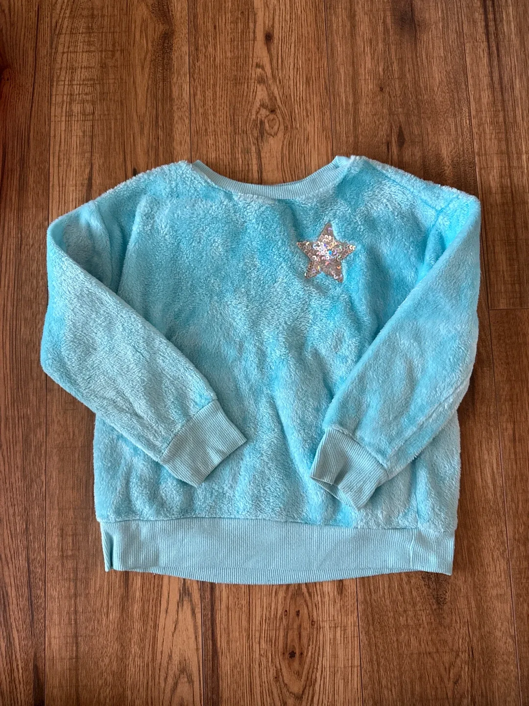 Kids Blue Fuzzy Star Sweater thumbnail
