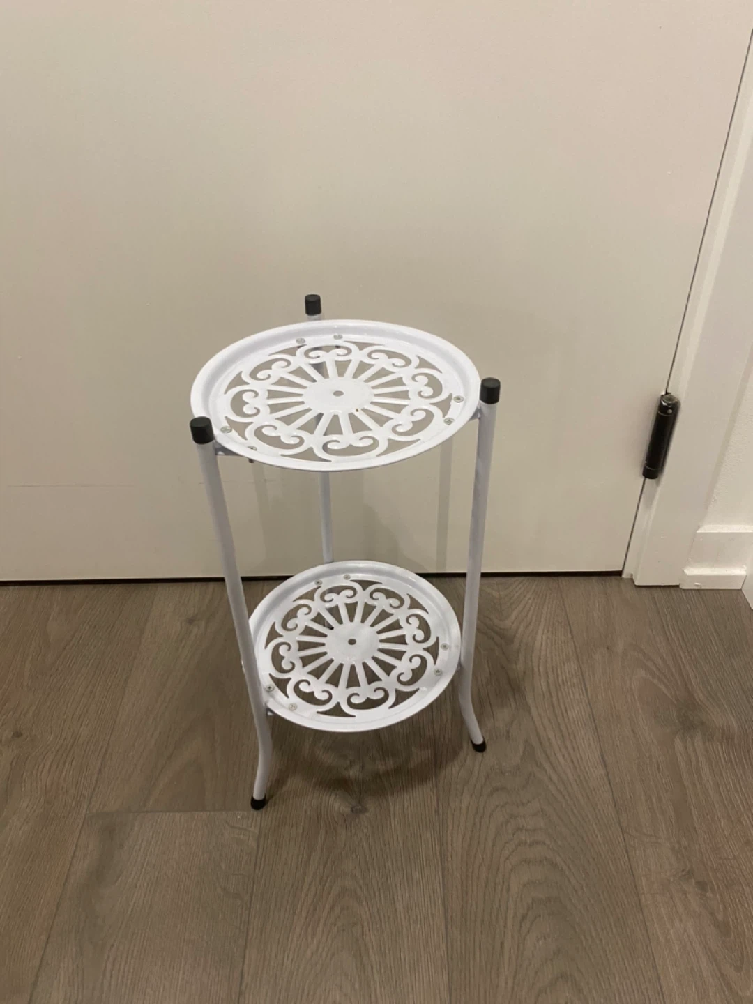 White Metal Plant Stand - Two Tier - photo 2