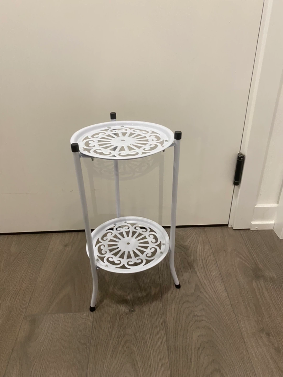 White Metal Plant Stand - Two Tier