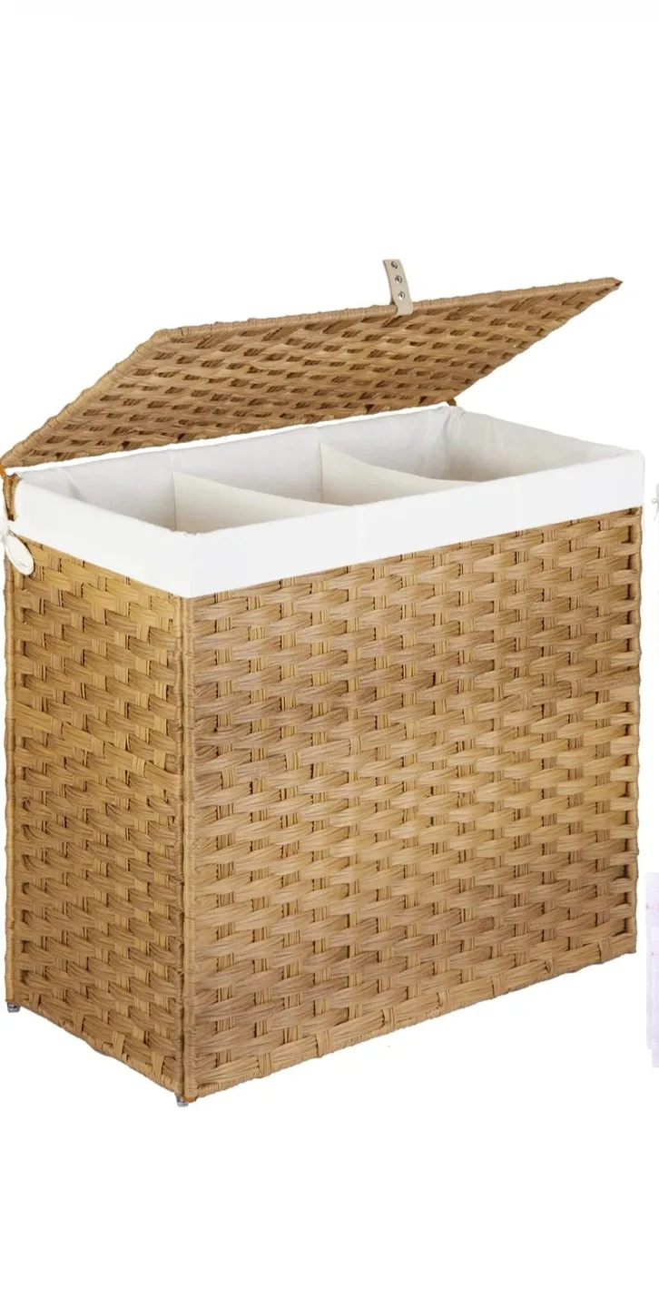Wicker Laundry Hamper with Lid image indicator(2)