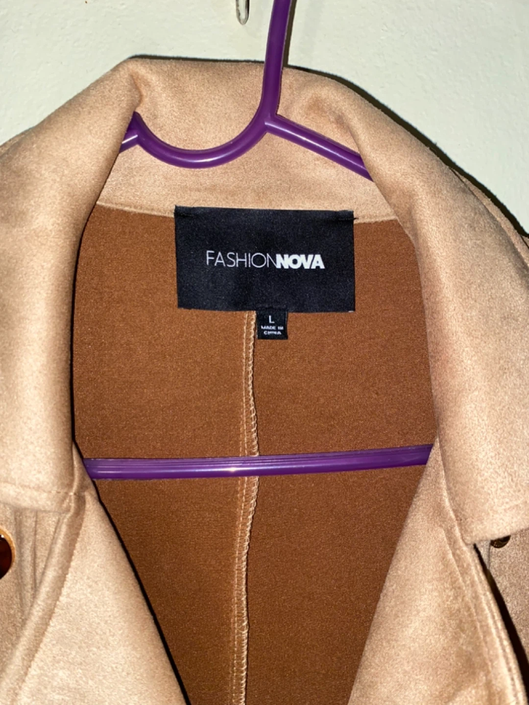 Fashion Nova Tan Suede Trench Coat - Size L - photo 2