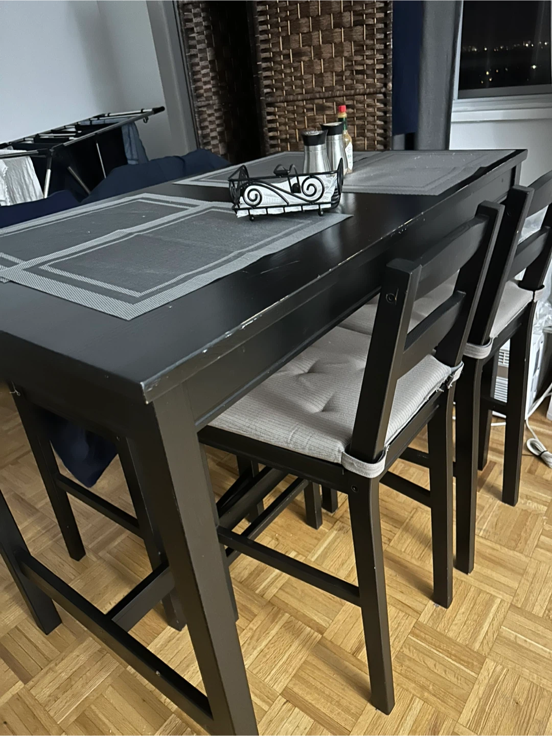 Black Dining Table with 4 Chairs