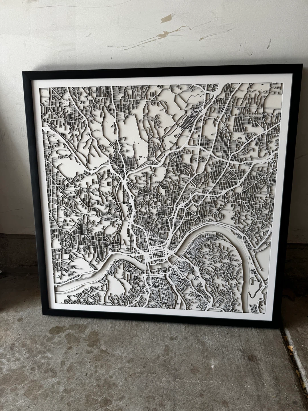 Framed 3D Paris Street Map