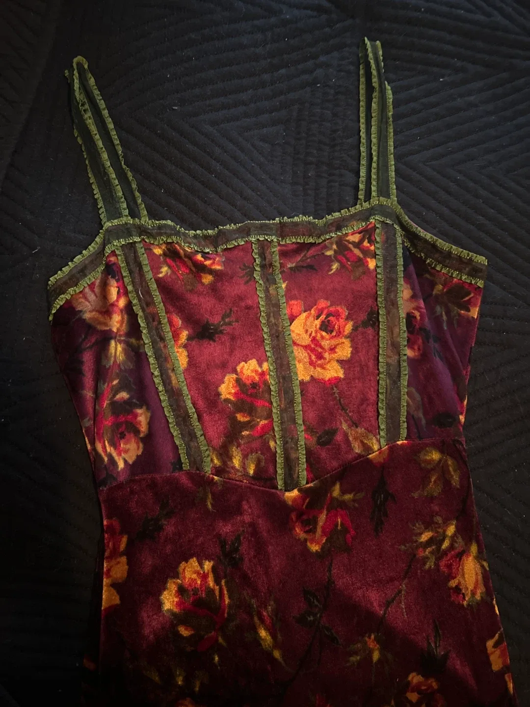 Betsey Johnson Floral Velvet Dress - Size S thumbnail