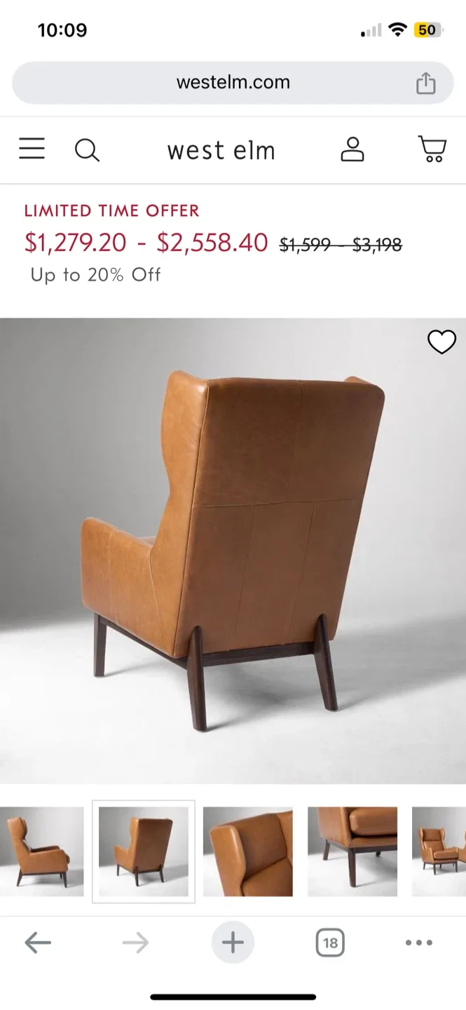 West Elm Ryder Leather Chair - great condition! image indicator(5)