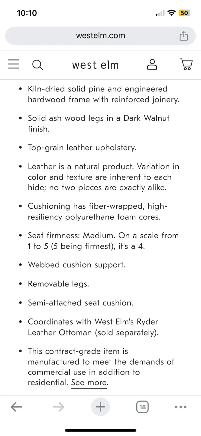 West Elm Ryder Leather Chair - great condition! image indicator(7)