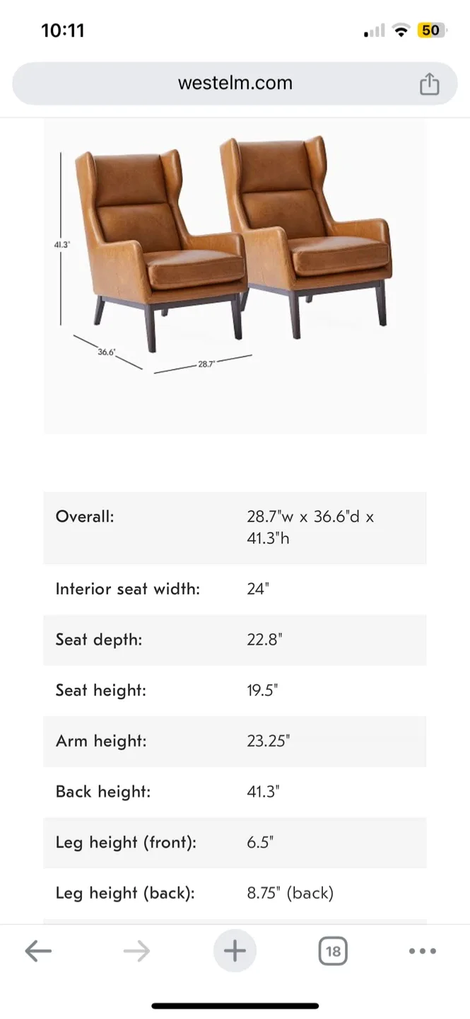 West Elm Ryder Leather Chair - great condition! image indicator(8)