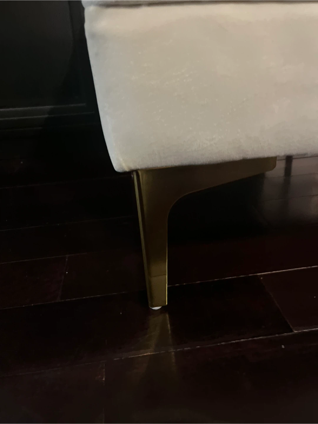Velvet Upholstered Bench with Gold Legs - photo 3