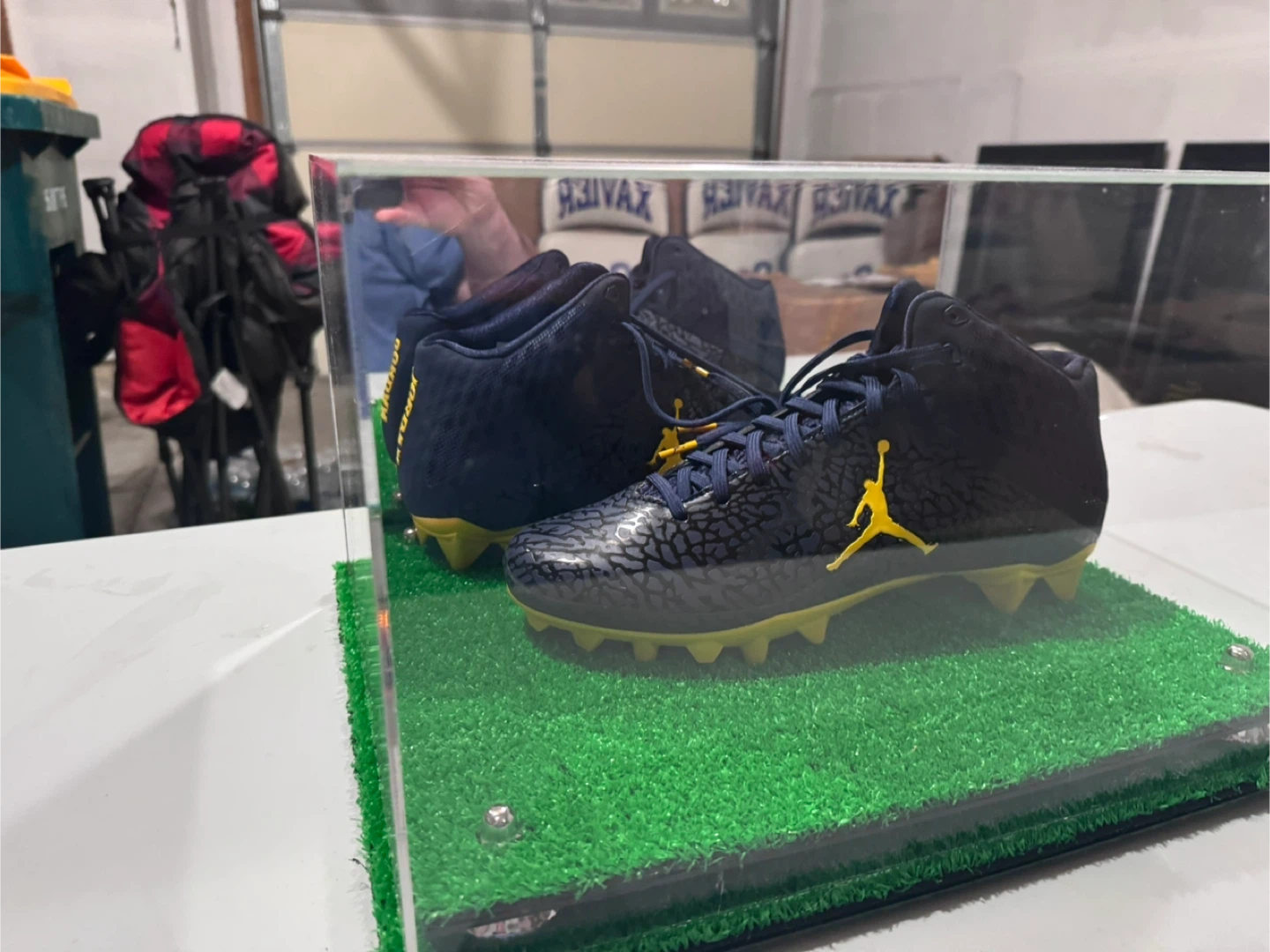 Team issued Jordan Football Cleats and Display Case