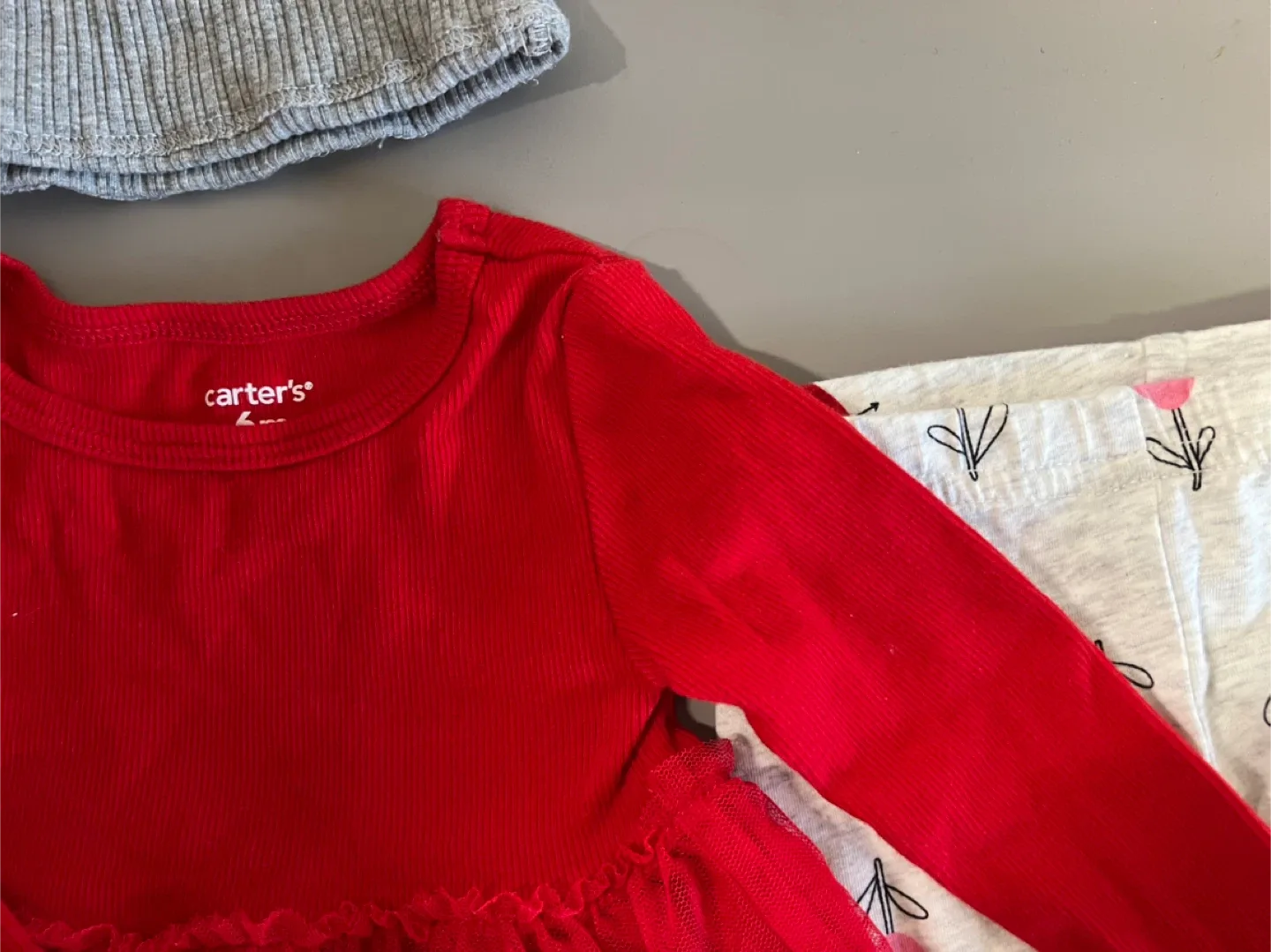 Carter's Baby Outfit Set - Red Dress, Pants & Hat image indicator(3)