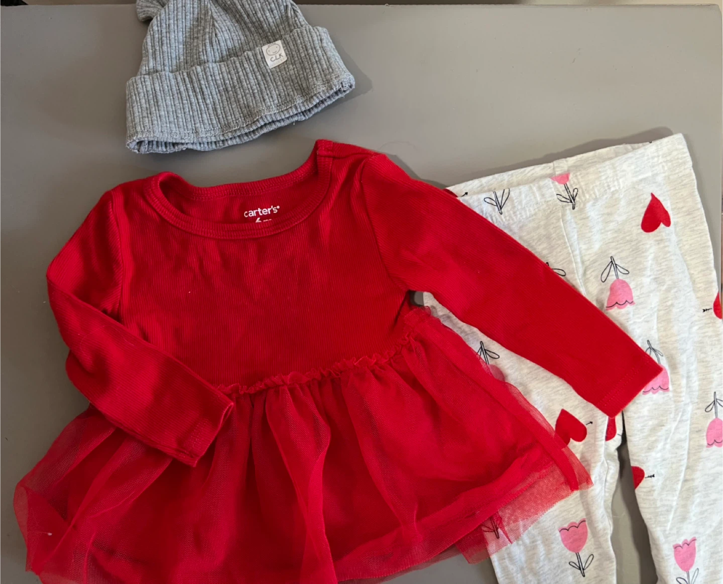 Carter's Baby Outfit Set - Red Dress, Pants & Hat