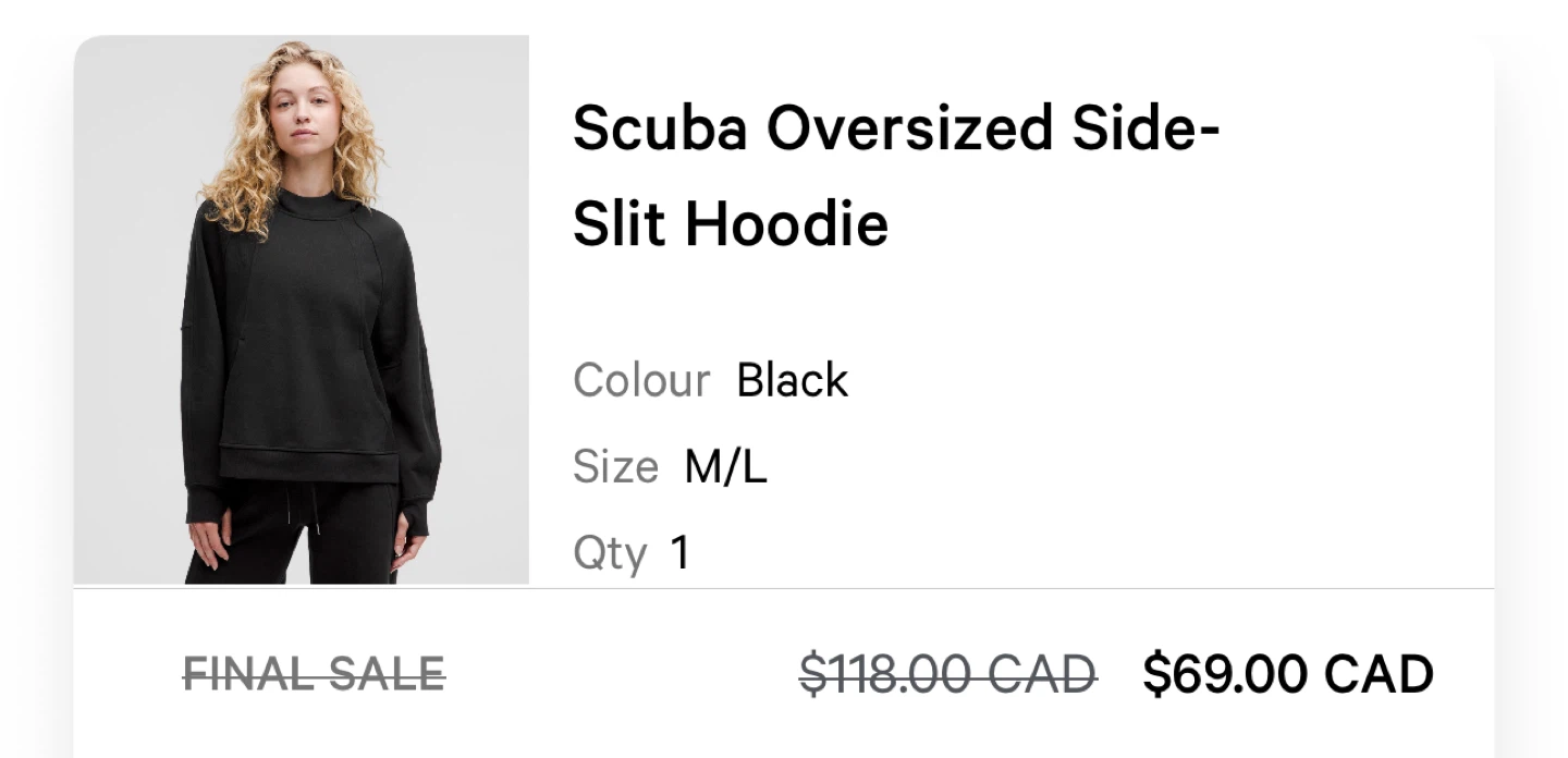 Lululemon Scuba Oversized Side-Slit Hoodie - M/L Black - photo 4