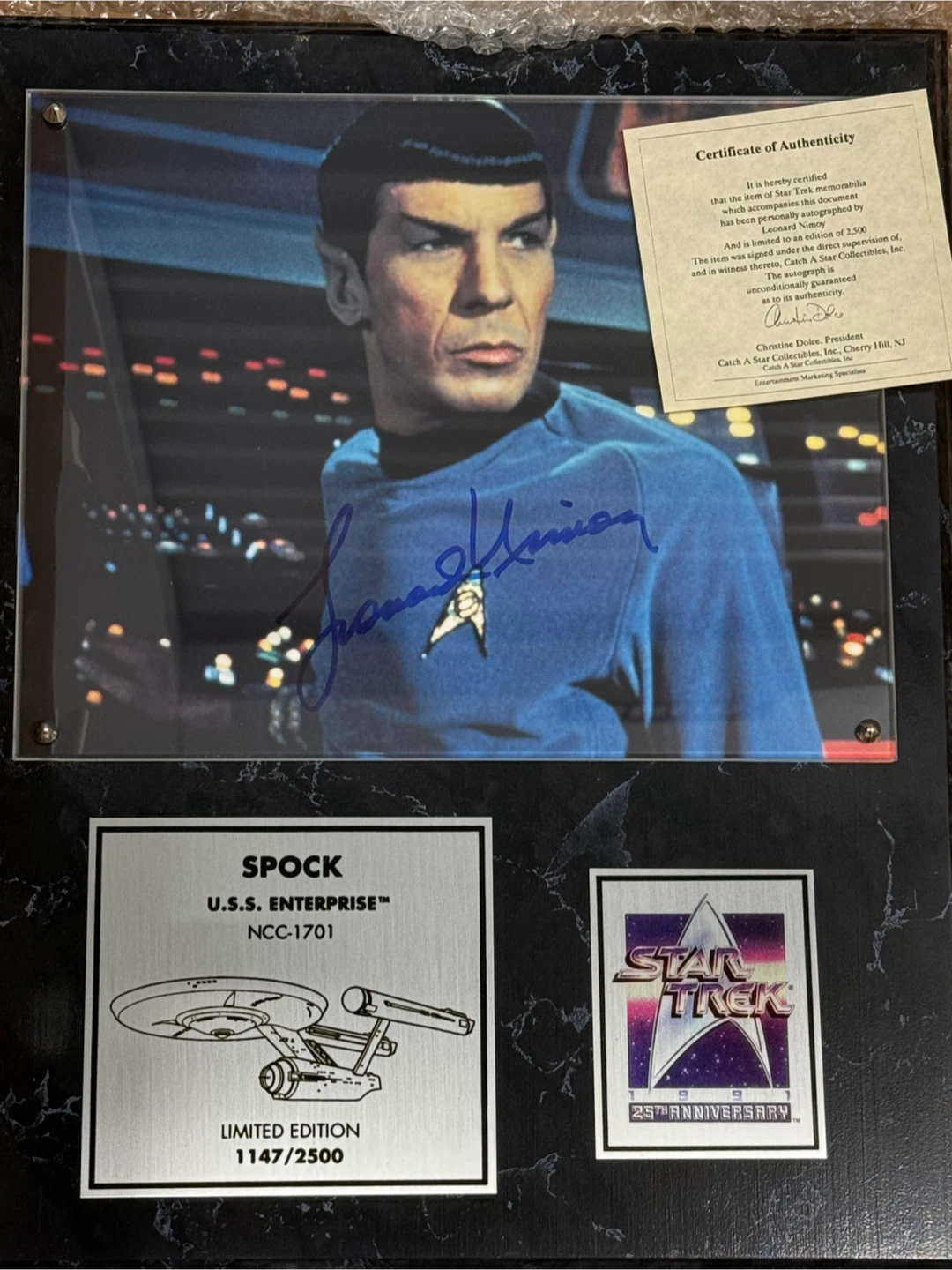 Signed Leonard Nimoy Spock Star Trek Memorabilia
