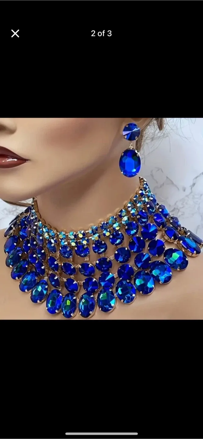 Blue Stone Necklace & Earring Set thumbnail