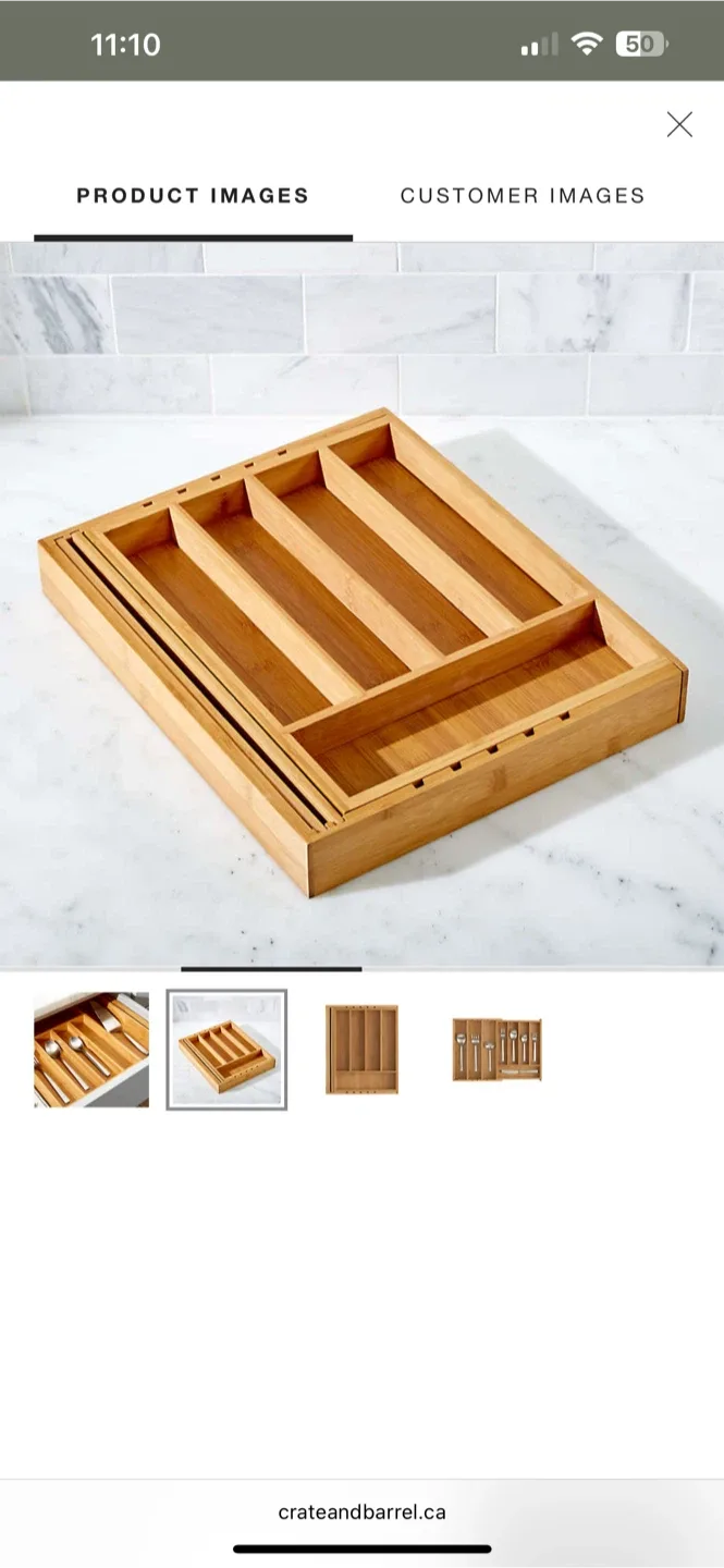 Crate & Barrel Bamboo Expandable Utensil Organizer image indicator(4)